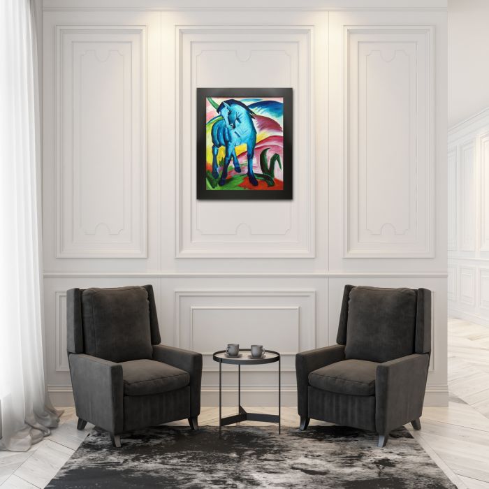 Blaues Pferd I - Monaco Pre-Framed - New Age Black Frame 20"X24"