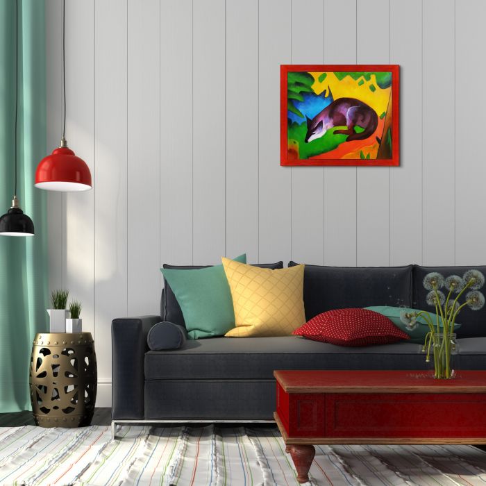 Blue Black Fox Pre-Framed - Stiletto Red Frame 20" X 24"