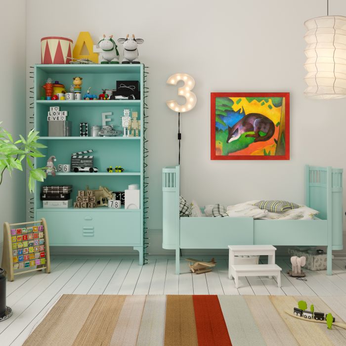 Blue Black Fox Pre-Framed - Stiletto Red Frame 20" X 24"