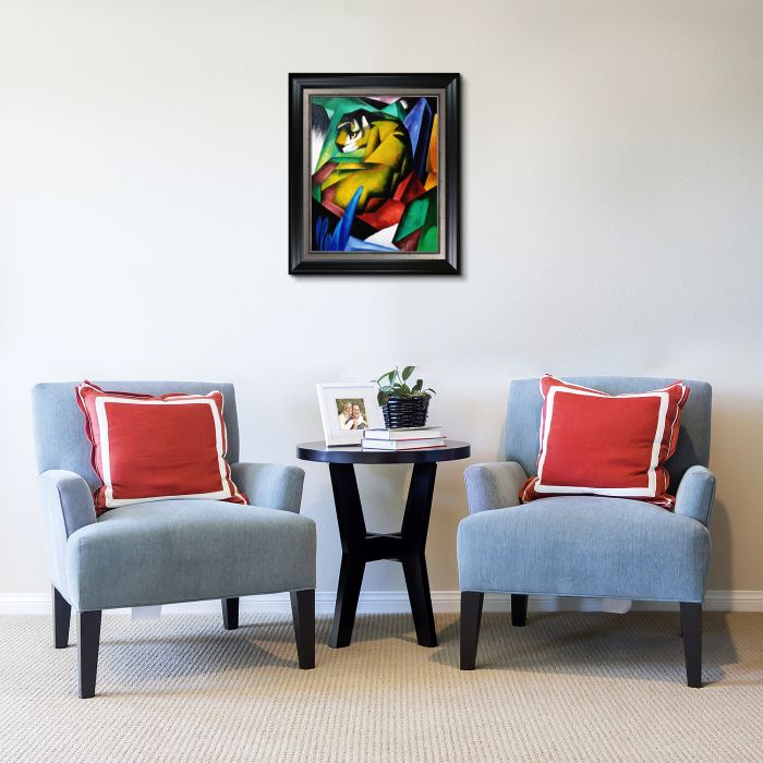 The Tiger Pre-Framed - Black Matte and Burnished Silver Custom Stacked Frame 20" X 24"