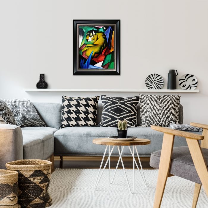 The Tiger Pre-Framed - Black Matte and Burnished Silver Custom Stacked Frame 20" X 24"