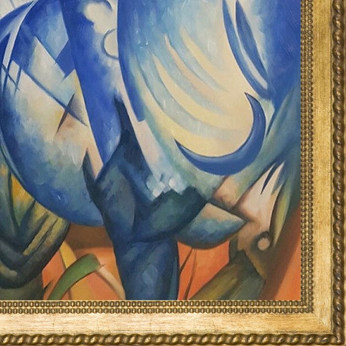 The Tower of Blue Horses Pre-Framed - Verona Gold Braid Frame 24"X36"