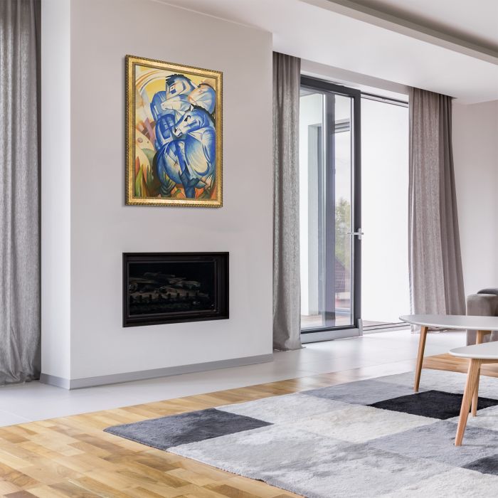 The Tower of Blue Horses Pre-Framed - Verona Gold Braid Frame 24"X36"