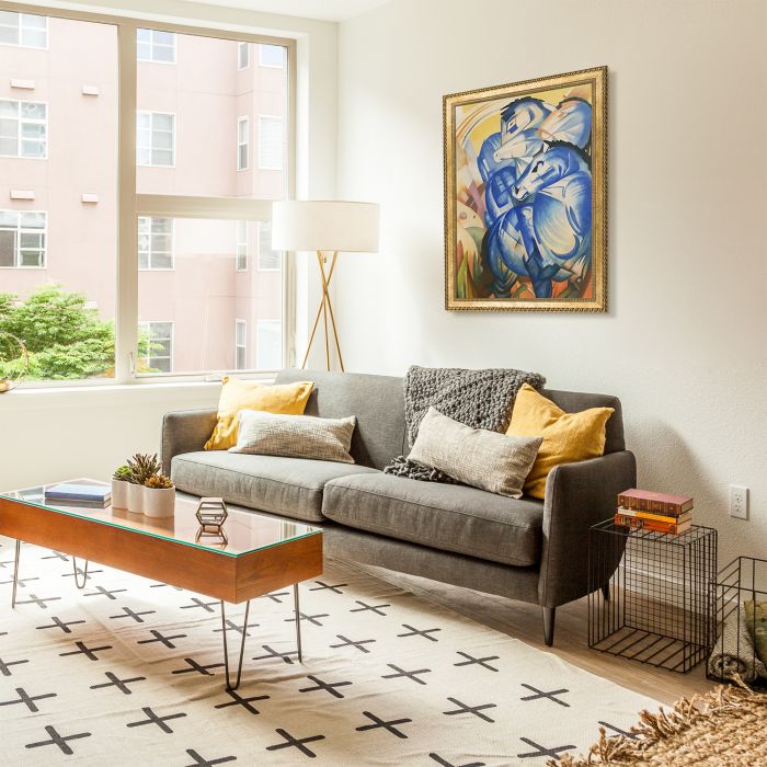 The Tower of Blue Horses Pre-Framed - Verona Gold Braid Frame 24"X36"