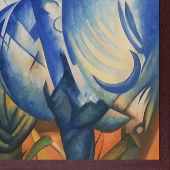 The Tower of Blue Horses Pre-Framed - Open Grain Mahogany 24" X 36"