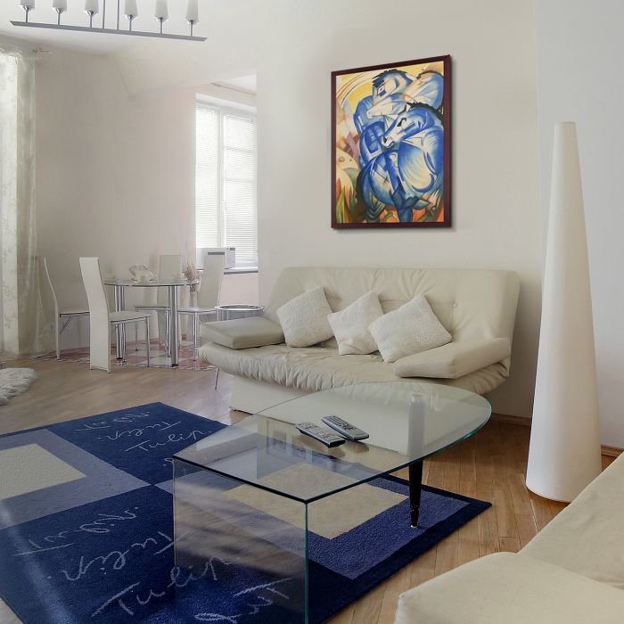 The Tower of Blue Horses Pre-Framed - Open Grain Mahogany 24" X 36"