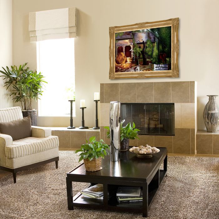 Old Farmyard, Toodleums Pre-Framed - Victorian Gold Frame 24"X36"