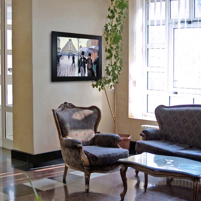 A Paris Street, Rainy Day Pre-Framed - New Age Black Frame 20"X24"