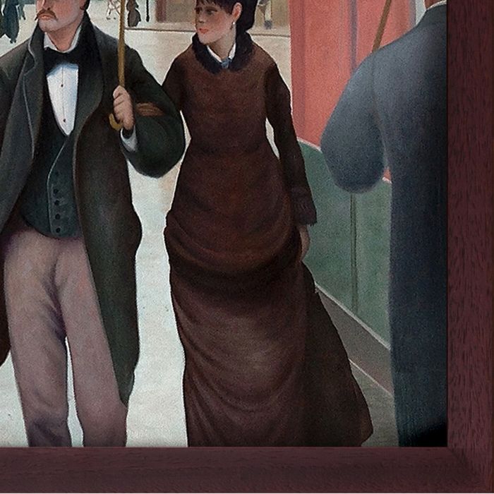 A Paris Street, Rainy Day Pre-Framed - Open Grain Mahogany 20" X 24"