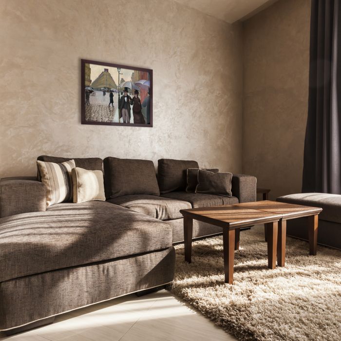 A Paris Street, Rainy Day Pre-Framed - Open Grain Mahogany 20" X 24"