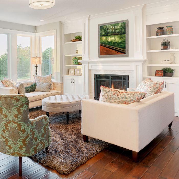 The Yerres, Effect of Rain Pre-Framed - Metropolitan Pewter Frame 20" X 24"