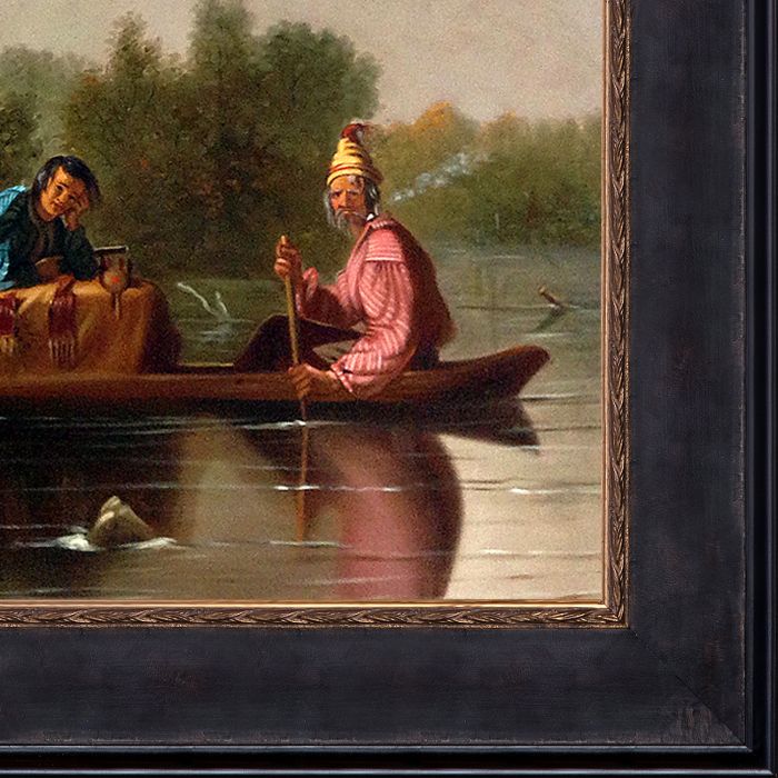 Fur Traders Descending the Missouri, 1845 Pre-Framed - Sambrosa Distressed Espresso 20