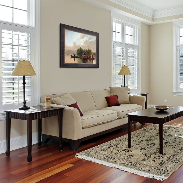 Fur Traders Descending the Missouri, 1845 Pre-Framed - Sambrosa Distressed Espresso 20