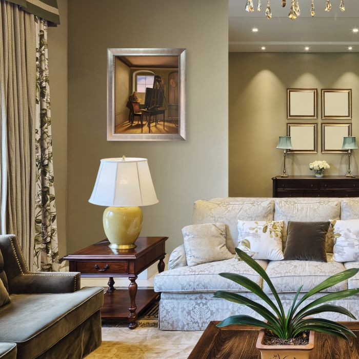 Caspar David Friedrich in his Studio Pre-Framed - Champage Scoop with Swirl Lip Frame 20"X24"