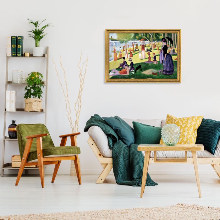 Sunday Afternoon on the Island of La Grande Jatte Pre-Framed - Versailles Gold Queen Frame 24" X 36"