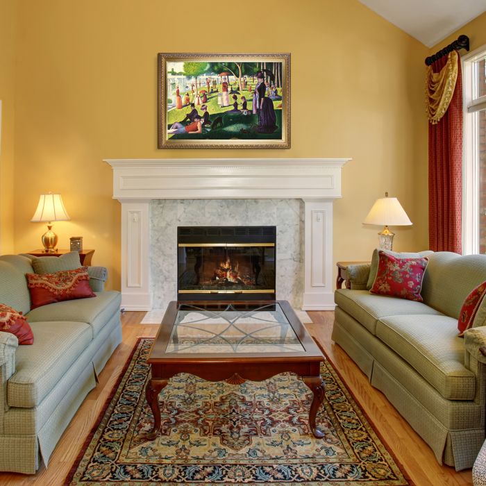 Sunday Afternoon on the Island of La Grande Jatte Pre-Framed - Elegant Gold Frame 24"X36"