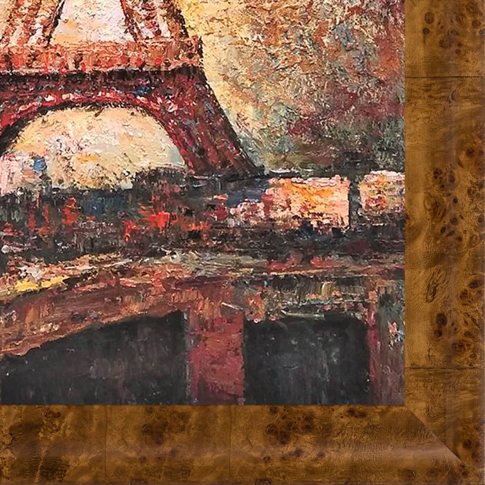 The Eiffel Tower Pre-Framed - Havana Burl Frame 24" X 36"