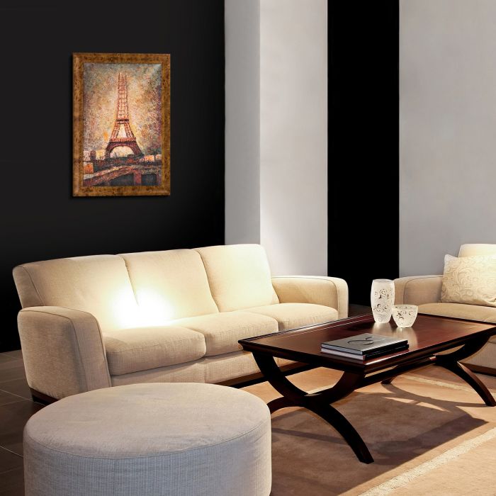 The Eiffel Tower Pre-Framed - Havana Burl Frame 24" X 36"