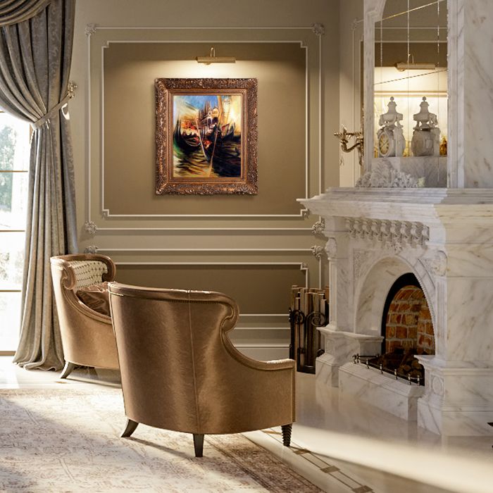 San-Marco In Venice, 1895 Pre-Framed - Burgeon Gold Frame 20"X24"