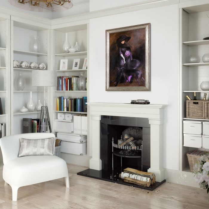 Portrait of the Marchesa Luisa Casati with a Greyhound, 1908 Pre-Framed - Versailles Silver King Frame 24" X 36"