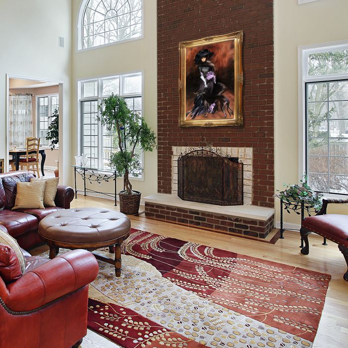 Portrait of the Marchesa Luisa Casati with a Greyhound, 1908 Pre-Framed - Victorian Gold Frame 24"X36"