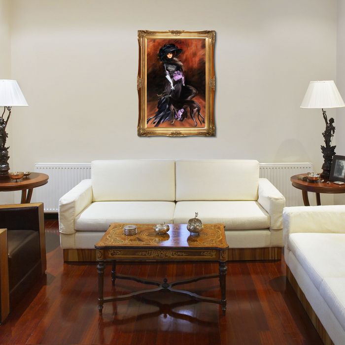 Portrait of the Marchesa Luisa Casati with a Greyhound, 1908 Pre-Framed - Victorian Gold Frame 24"X36"