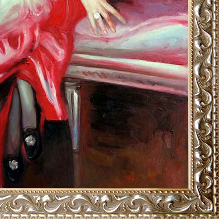 Portrait Of Madame Juillard In Red, 1912 Pre-Framed - Rococo Silver 24"X36"