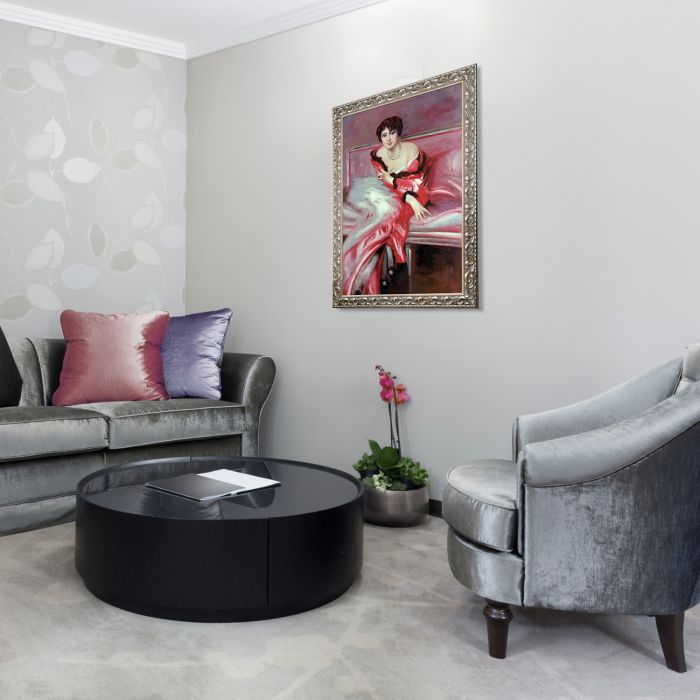 Portrait Of Madame Juillard In Red, 1912 Pre-Framed - Rococo Silver 24"X36"