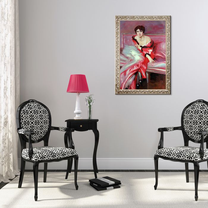 Portrait Of Madame Juillard In Red, 1912 Pre-Framed - Rococo Silver 24"X36"