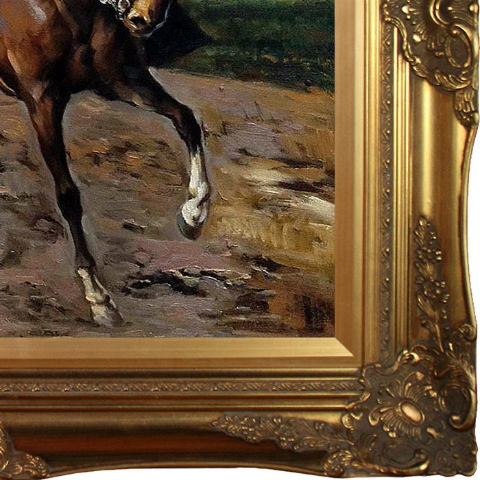 The Amazon with Puppy Pre-Framed - Victorian Gold Frame 20"X24"