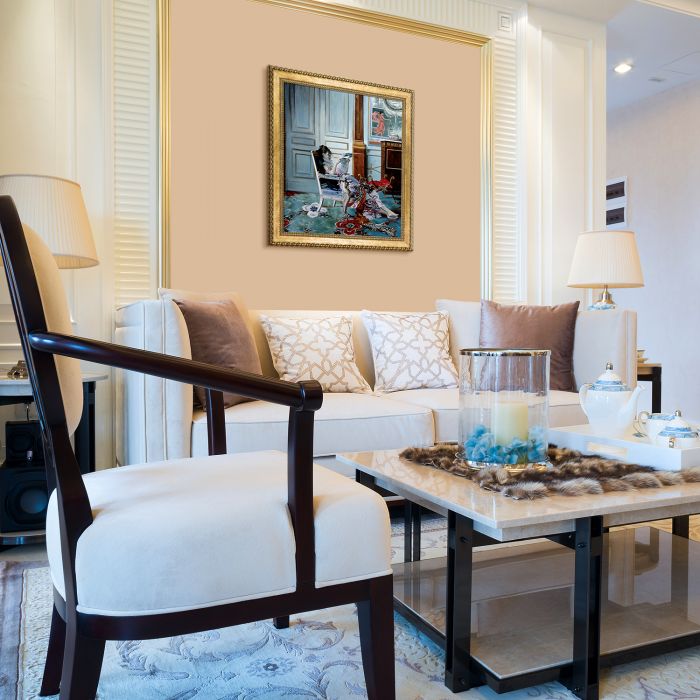 Girl Reading in a Salon, 1876 Pre-Framed - Verona Gold Braid Frame 20"X24"