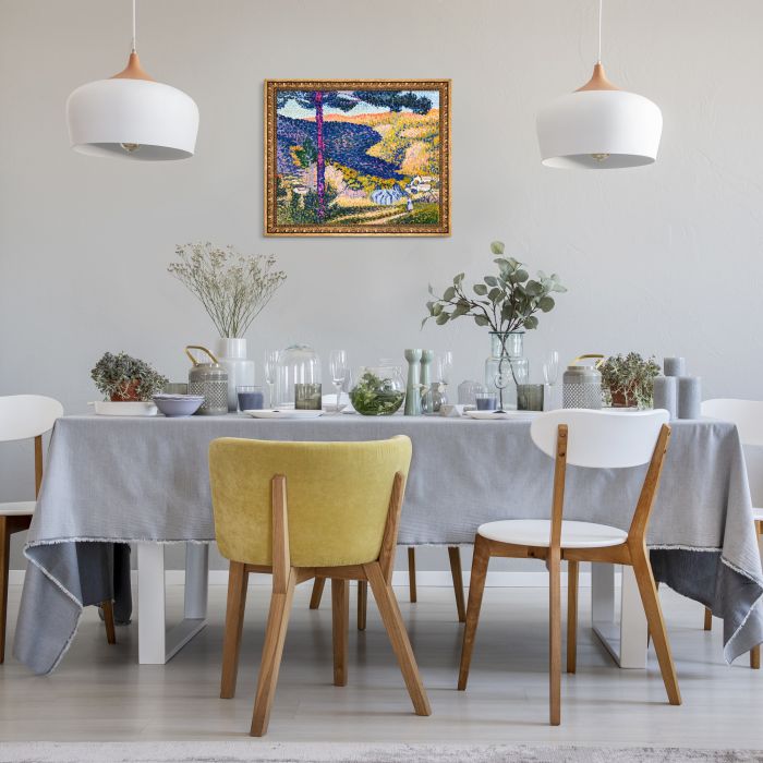 Valley with Fir (Shade on the Mountain) Pre-Framed - Versailles Gold Frame 20" X 24"