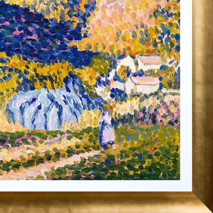 Valley with Fir (Shade on the Mountain) Pre-Framed - Gold Luminoso with Studio White Custom Stacked Frame 20" X 24"