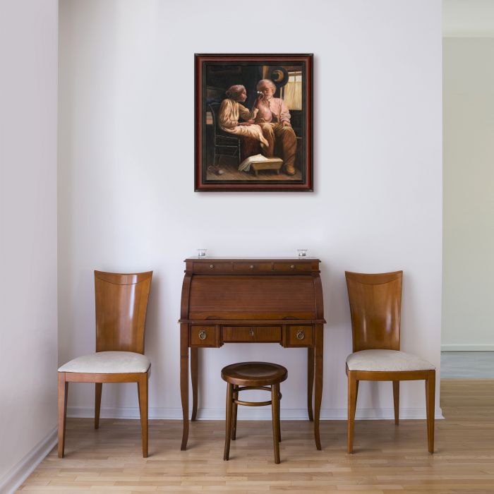 Couple in an Interior Pre-framed - Grecian Wine Frame 20" X 24"