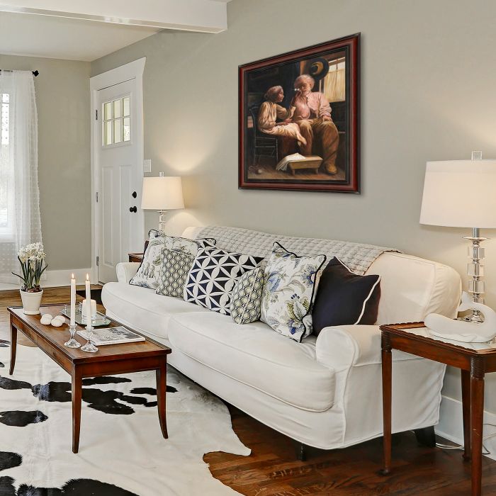 Couple in an Interior Pre-framed - Grecian Wine Frame 20" X 24"