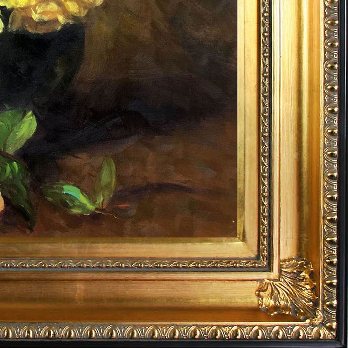 White and Pink Roses Pre-Framed - Regency Gold Frame 20"X24"
