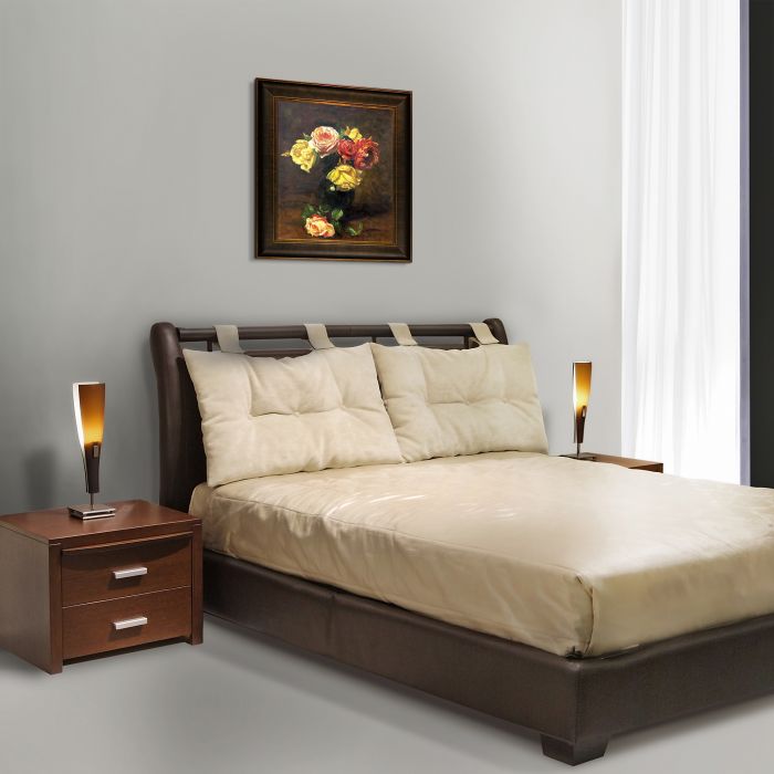 White and Pink Roses Pre-Framed - Veine D'Or Bronze Scoop Frame 20"X24"