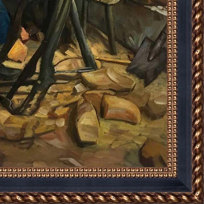 The Young Sabot Maker Pre-Framed - Verona Black and Gold Braid 20" X 24"