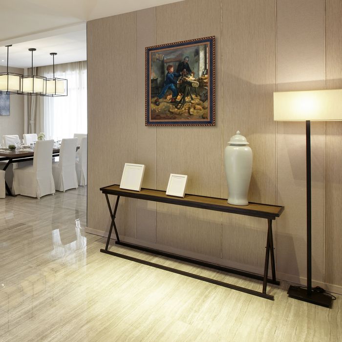 The Young Sabot Maker Pre-Framed - Verona Black and Gold Braid 20" X 24"