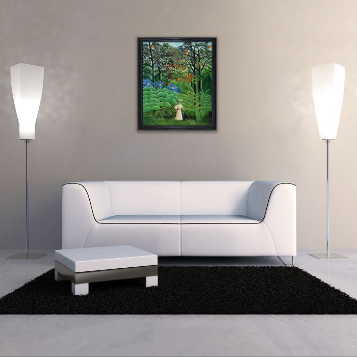 Woman Walking in an Exotic Forest Pre-Framed - La Scala Frame 20"X24"