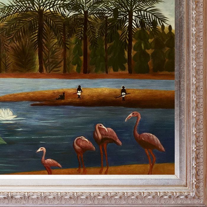 The Flamingoes Pre-Framed - Elegant Champagne Frame 24"X36"