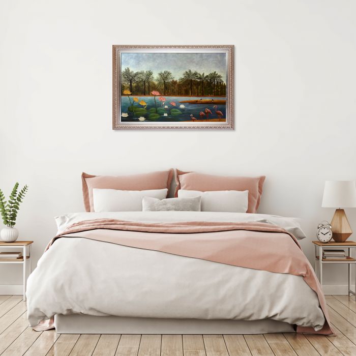 The Flamingoes Pre-Framed - Elegant Champagne Frame 24"X36"