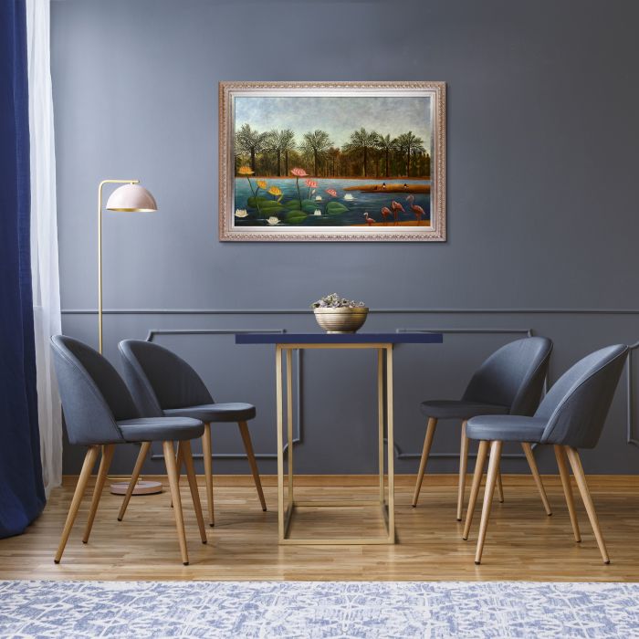 The Flamingoes Pre-Framed - Elegant Champagne Frame 24"X36"