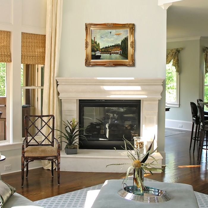 View of the Bridge in Sevres and the Hills of Clamart Pre-Framed - Victorian Gold Frame 20"X24"