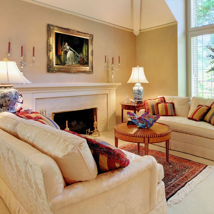 The Stolen Kiss, late 1780s Pre-Framed - Victorian Gold Frame 20"X24"