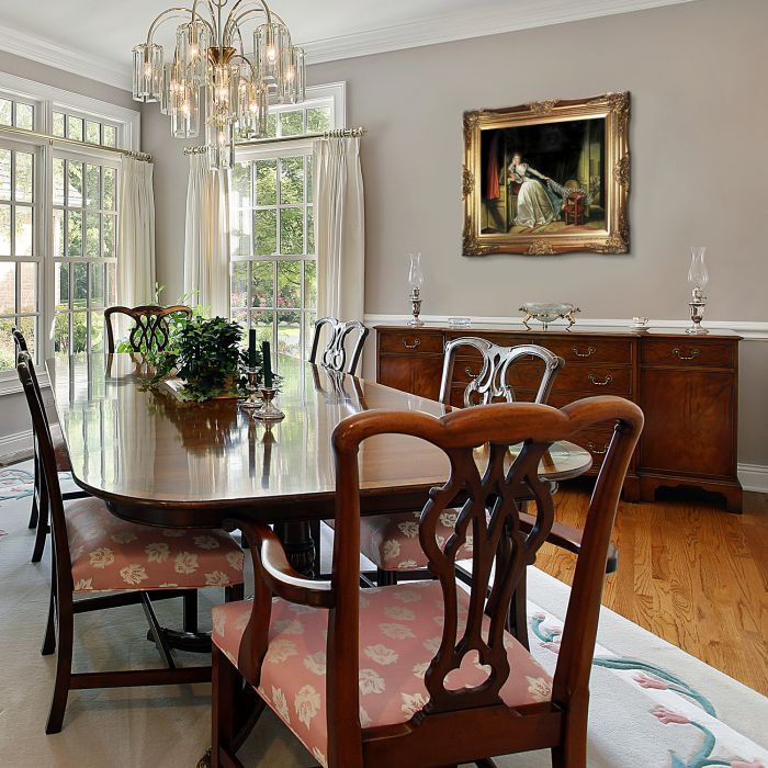 The Stolen Kiss, late 1780s Pre-Framed - Victorian Gold Frame 20"X24"