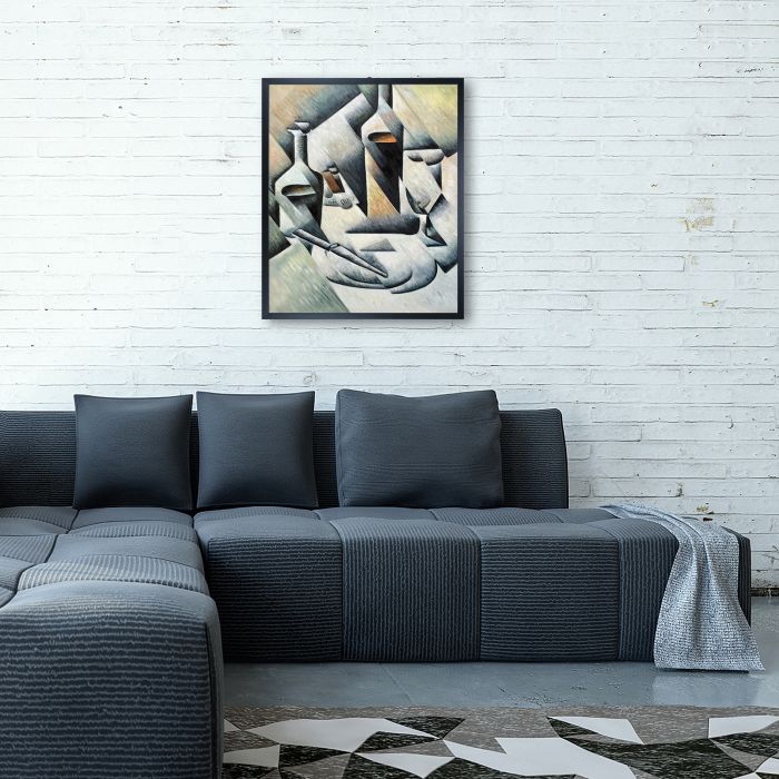 Bottles and Knife Pre-framed - Studio Black Wood Frame 20"X24"