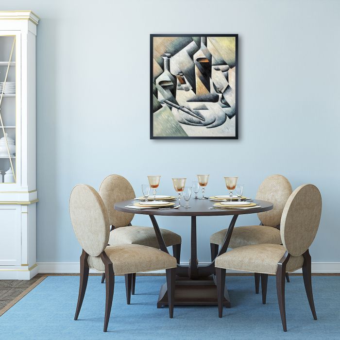 Bottles and Knife Pre-framed - Studio Black Wood Frame 20"X24"