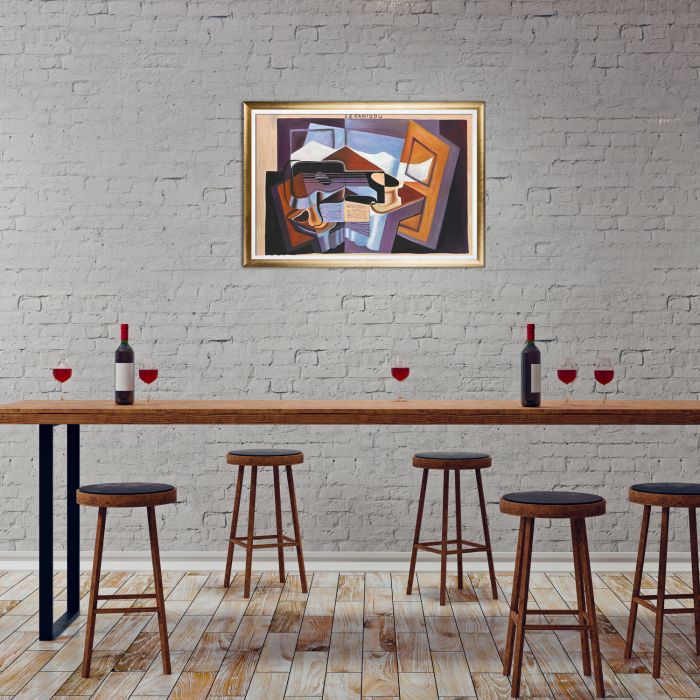 Le Canigou Pre-Framed - Gold Luminoso with Studio White Custom Stacked Frame 24" X 36"