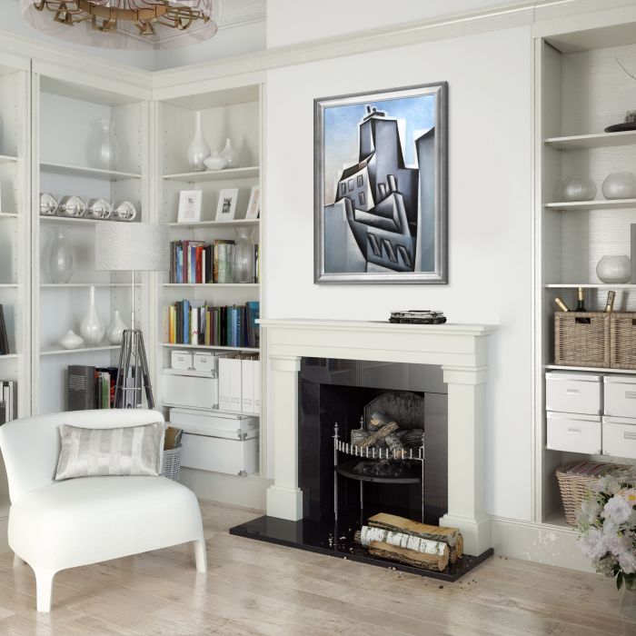 Maisons a Paris (Houses in Paris) Preframed - Athenian Silver Frame 24"X36"